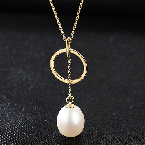 Sterling Silver Hoop & Pearl Necklace