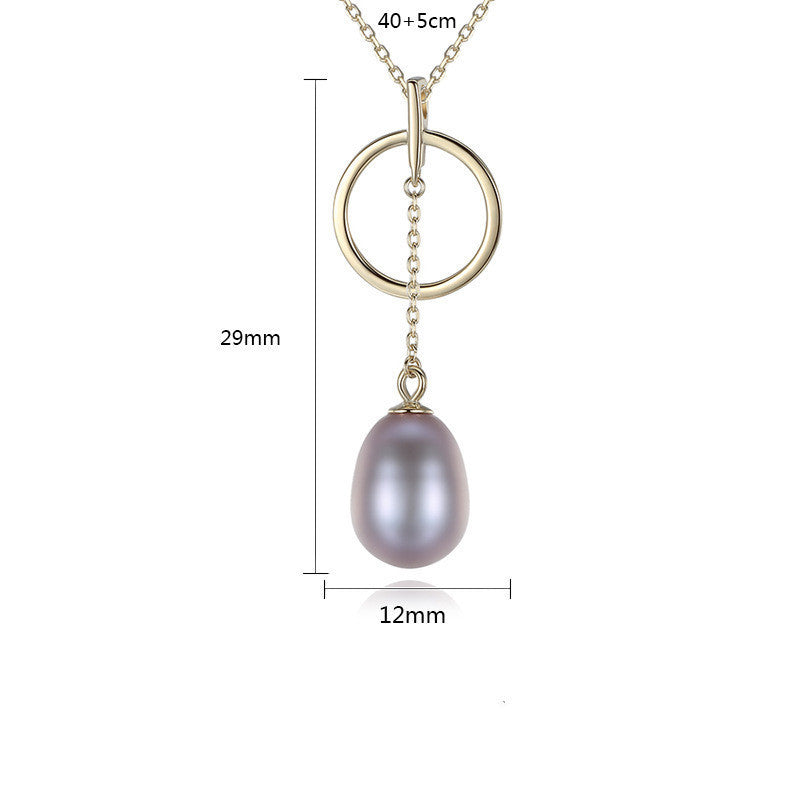 Sterling Silver Hoop & Pearl Necklace