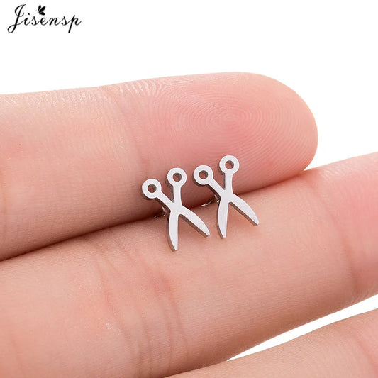 Simple Scissor Earrings Fashion Black Color Stainless Steel Stud Earings for Women Party Fancy Jewelry Boucle D'Oreille