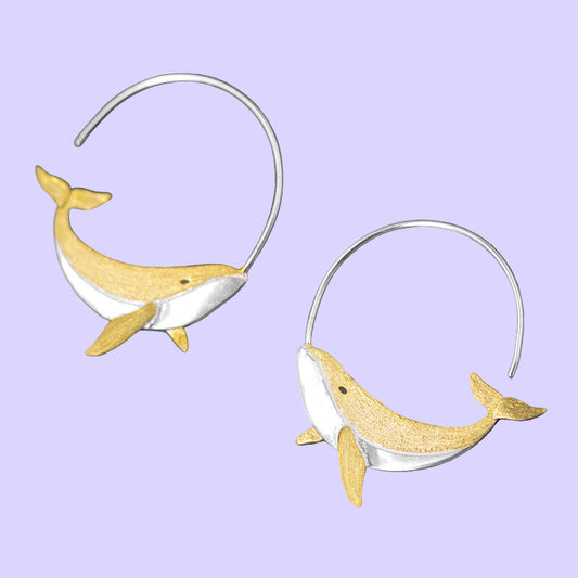 Sterling Silver Splashing Whale Earrings