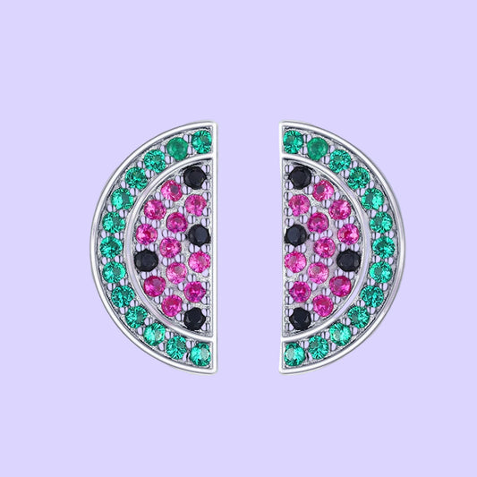 2021 Summer New 925 Sterling Silver Cute Plant Watermelon Fashion Female Stud Earrings for Women Girls Exquisite Jewelry