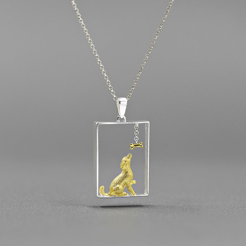 Sterling Silver Golden Retriever Artisan Necklace
