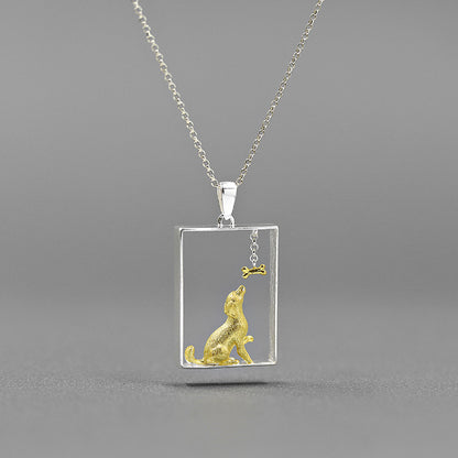 Sterling Silver Golden Retriever Artisan Necklace