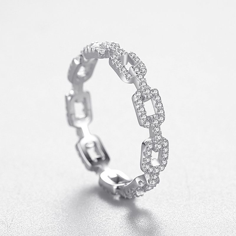 Sterling Silver Chain Diamond Ring