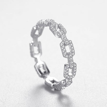 Sterling Silver Chain Diamond Ring