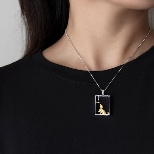 Sterling Silver Golden Retriever Artisan Necklace