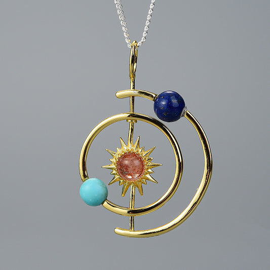 Sterling Silver Starburst & Solar System Pendant