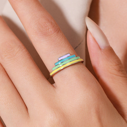 Sterling Silver Rainbow Enamel Ring