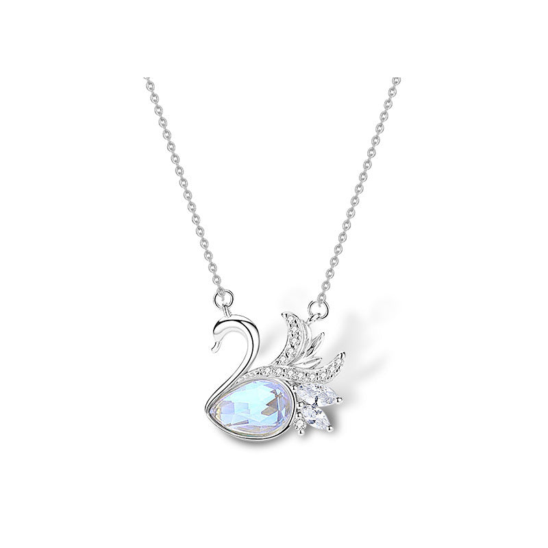 Sterling Silver Delicate Sparkle Swan Necklace