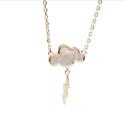 Sterling Silver Cloud & Lightning Necklace