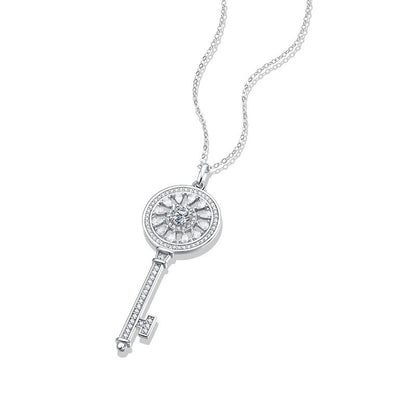 Sterling Silver Snow Flower Key Necklace