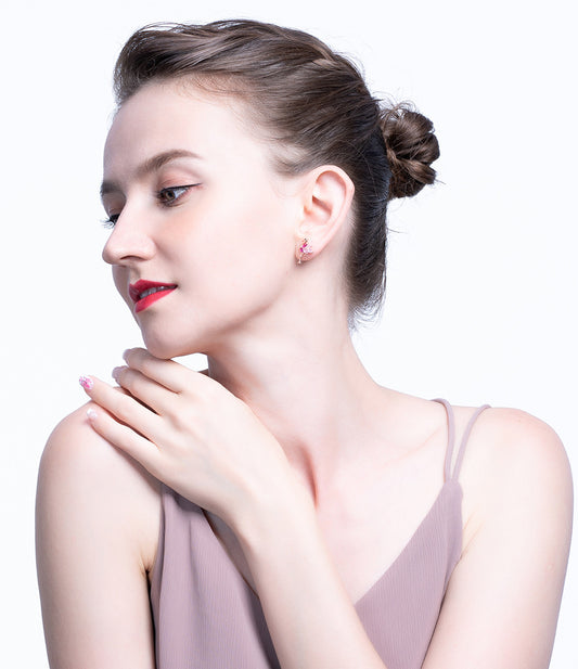 Sterling Silver Pink Flamingo Studs