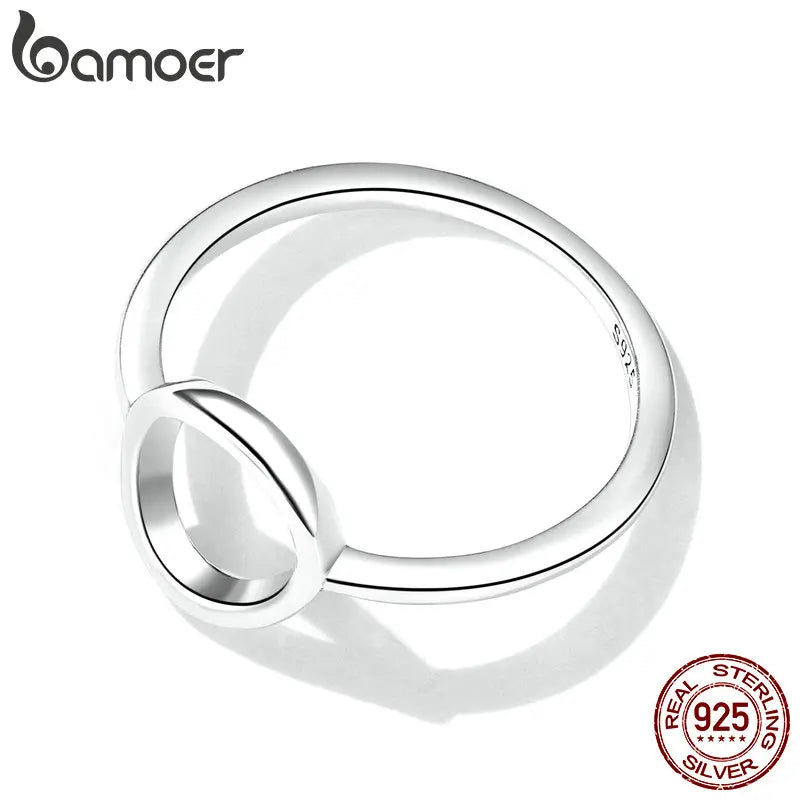 Sterling Silver 925 Simple Fashion Circle Finger Rings for Women Statement Ring SCR825