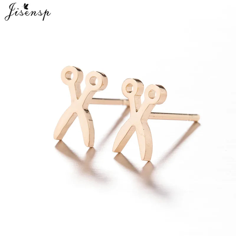 Simple Scissor Earrings Fashion Black Color Stainless Steel Stud Earings for Women Party Fancy Jewelry Boucle D'Oreille