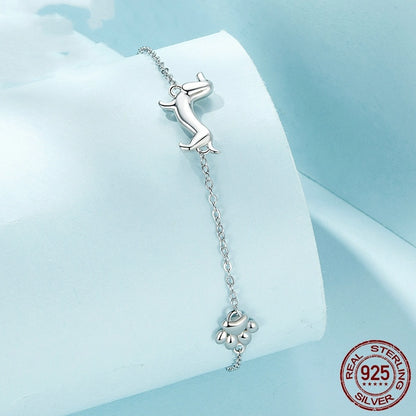 Sterling Silver Dainty Dachshund Bracelet