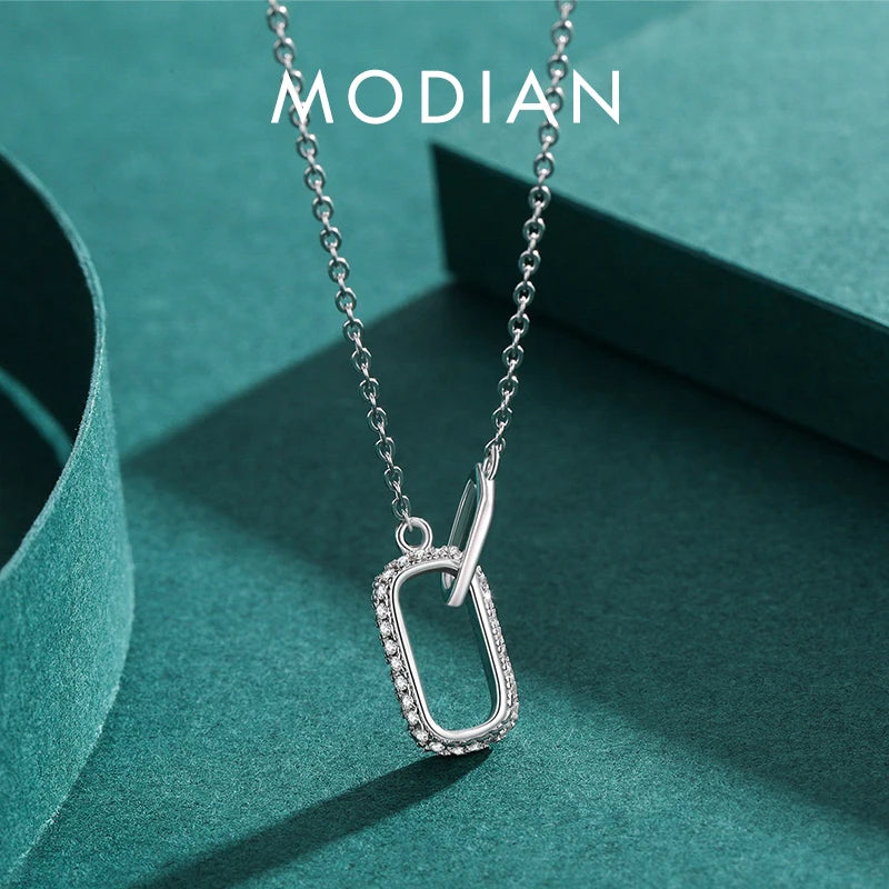 Romantic Lock Design Sparkling Clear CZ Necklace 925 Sterling Silver Chain Necklace for Women Fine Jewelry Wedding Gift