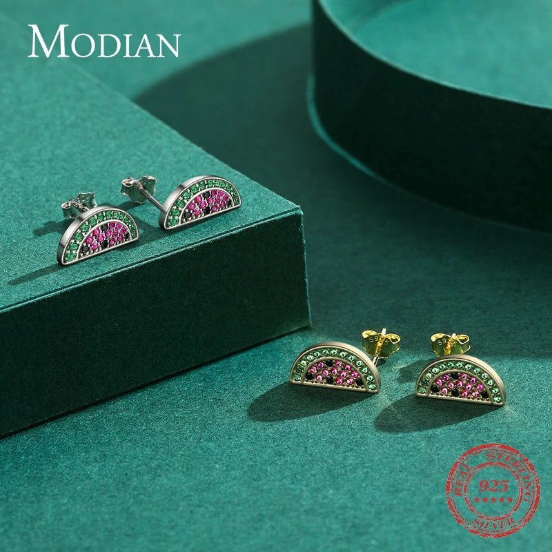 2021 Summer New 925 Sterling Silver Cute Plant Watermelon Fashion Female Stud Earrings for Women Girls Exquisite Jewelry