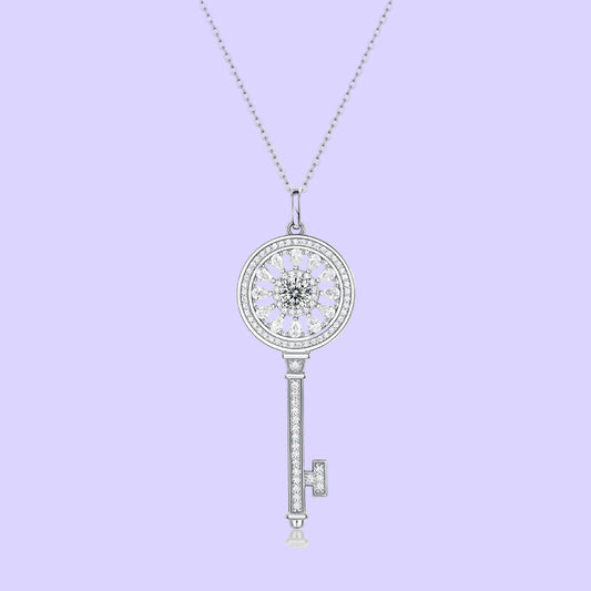 Sterling Silver Snow Flower Key Necklace
