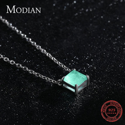Real 925 Sterling Silver Classic Charm Tourmaline Chain Necklace for Women Wedding Jewelry with Box Pendant Neckalces