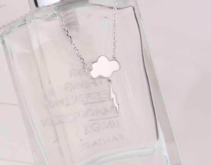 Sterling Silver Cloud & Lightning Necklace