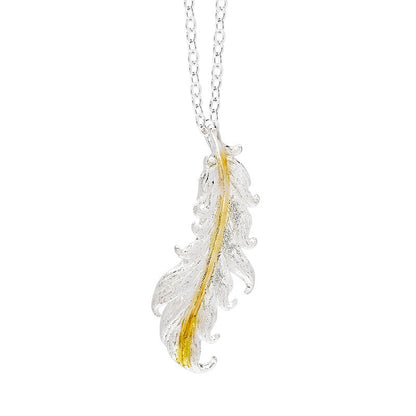 Sterling Silver Wispy Feather Necklace