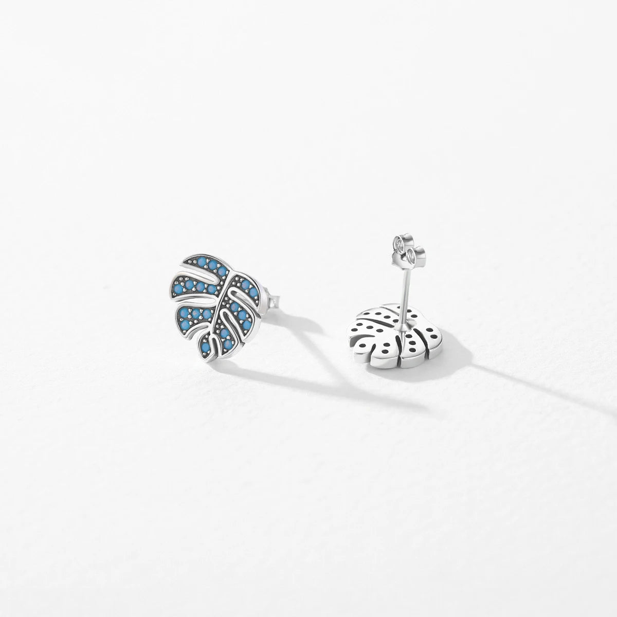 Blue Turquoise Leaf Studs
