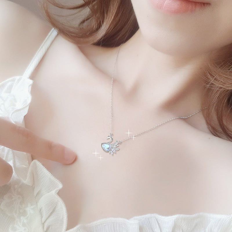 Sterling Silver Delicate Sparkle Swan Necklace
