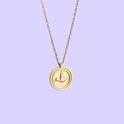 Sterling Silver Bird Coin Necklace