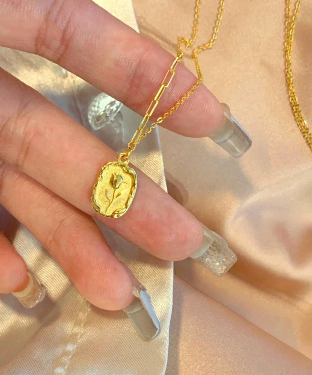 Sterling Silver Tulip Coin Necklace