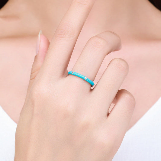 Colorful Sterling Silver Enamel Ring