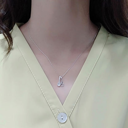 Sterling Silver Pave Spoon with Fork Necklace