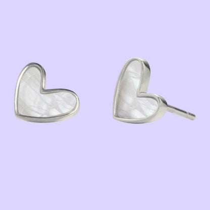 Mother of Pearl Tiny Heart Studs