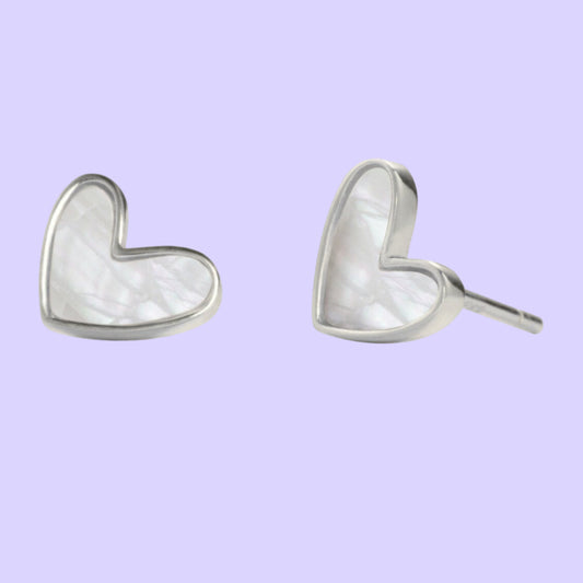 Mother of Pearl Tiny Heart Studs