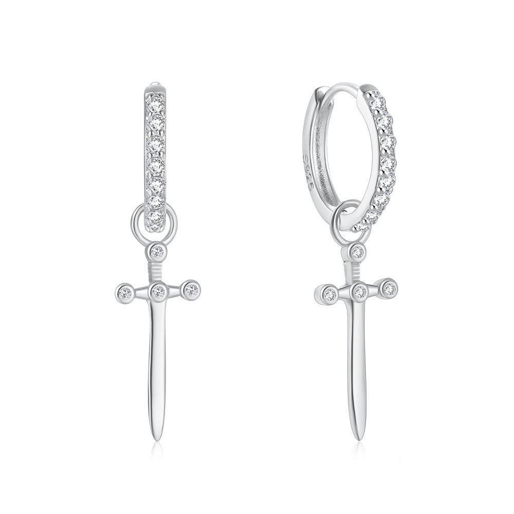 Sterling Silver Dagger Huggies
