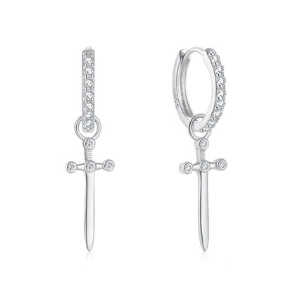 Sterling Silver Dagger Huggies
