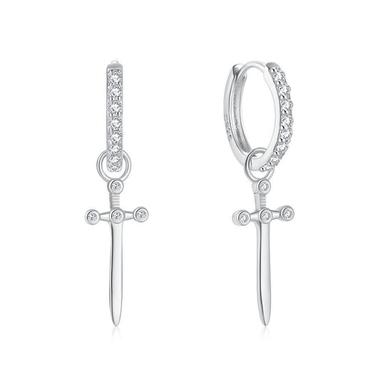 Sterling Silver Dagger Huggies