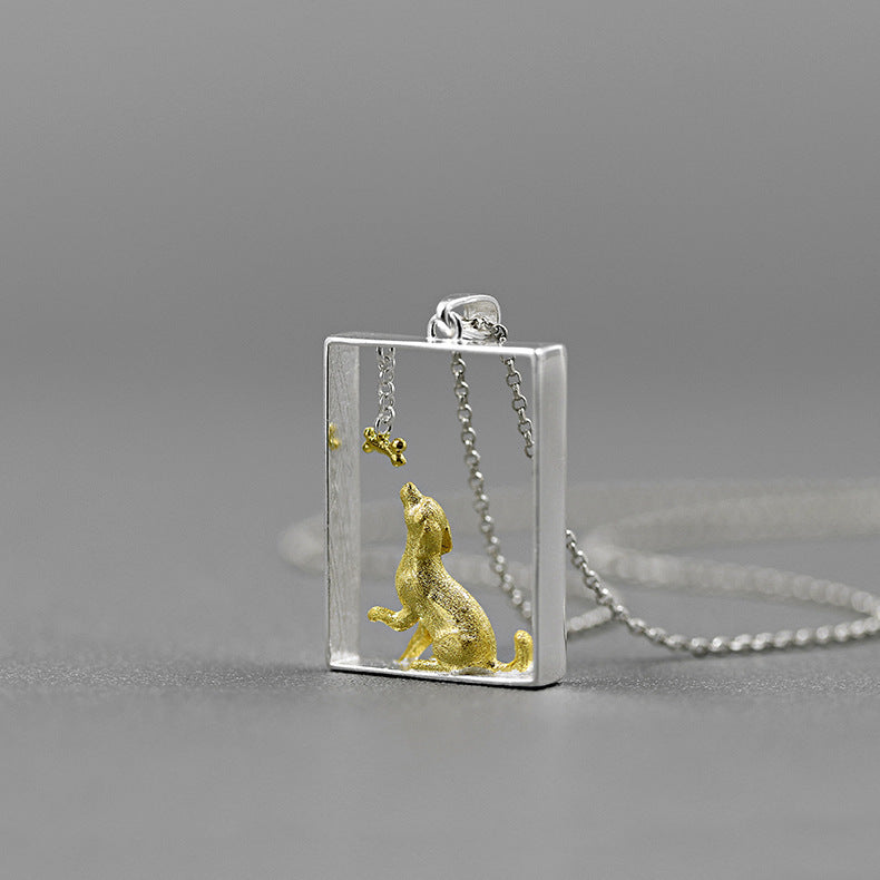 Sterling Silver Golden Retriever Artisan Necklace