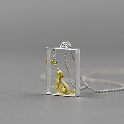 Sterling Silver Golden Retriever Artisan Necklace