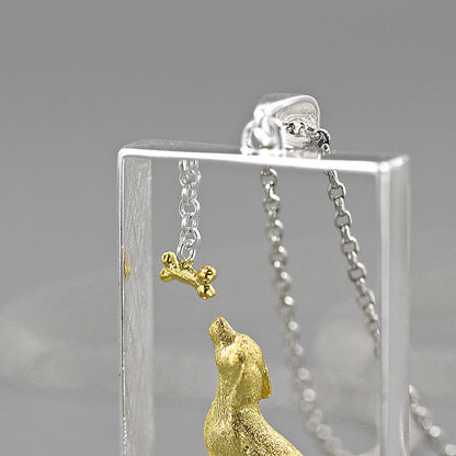 Sterling Silver Golden Retriever Artisan Necklace
