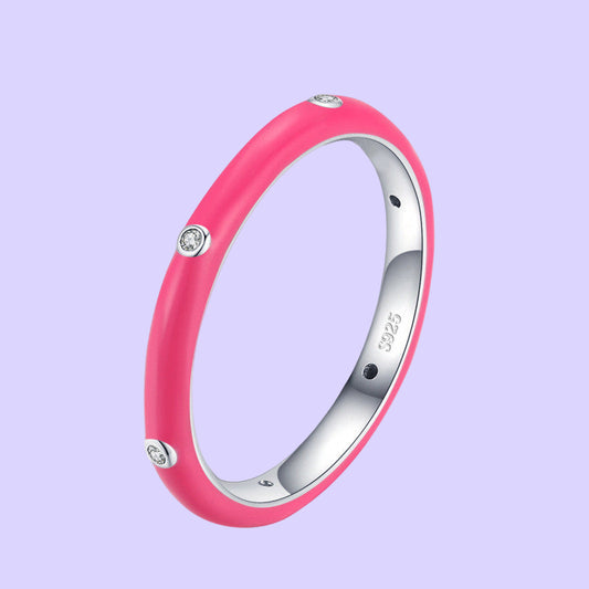 Colorful Sterling Silver Enamel Ring