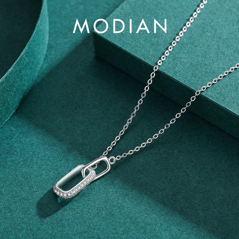 Romantic Lock Design Sparkling Clear CZ Necklace 925 Sterling Silver Chain Necklace for Women Fine Jewelry Wedding Gift