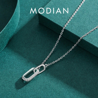 Romantic Lock Design Sparkling Clear CZ Necklace 925 Sterling Silver Chain Necklace for Women Fine Jewelry Wedding Gift
