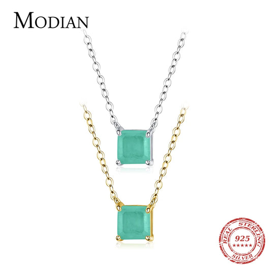 Real 925 Sterling Silver Classic Charm Tourmaline Chain Necklace for Women Wedding Jewelry with Box Pendant Neckalces