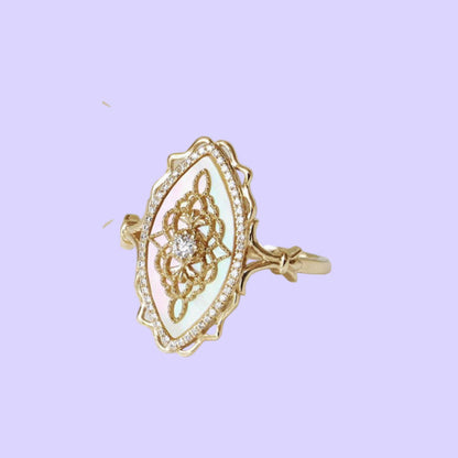 Sterling Silver Shell & Crown Ring