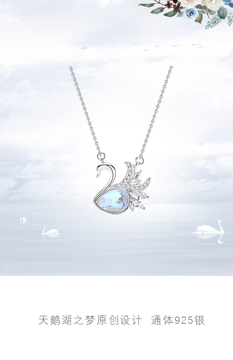 Sterling Silver Delicate Sparkle Swan Necklace