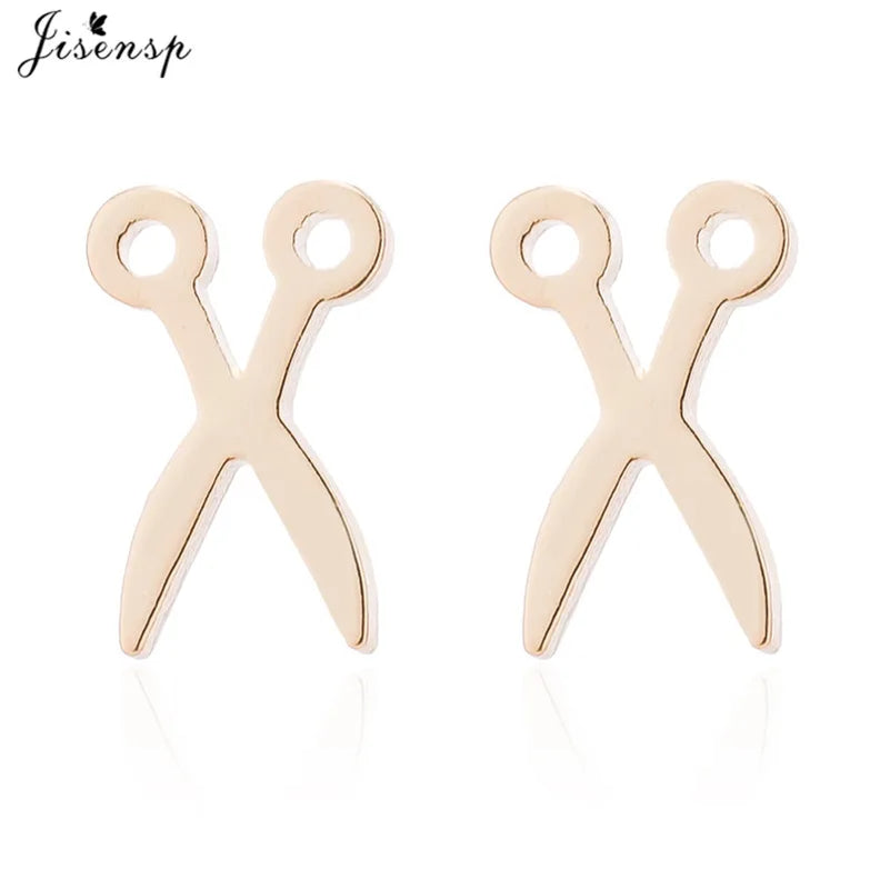 Simple Scissor Earrings Fashion Black Color Stainless Steel Stud Earings for Women Party Fancy Jewelry Boucle D'Oreille
