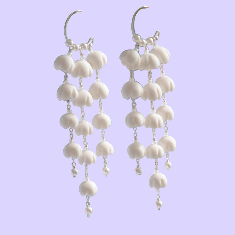 Sterling Silver Linglan Leaf Puff Earrings