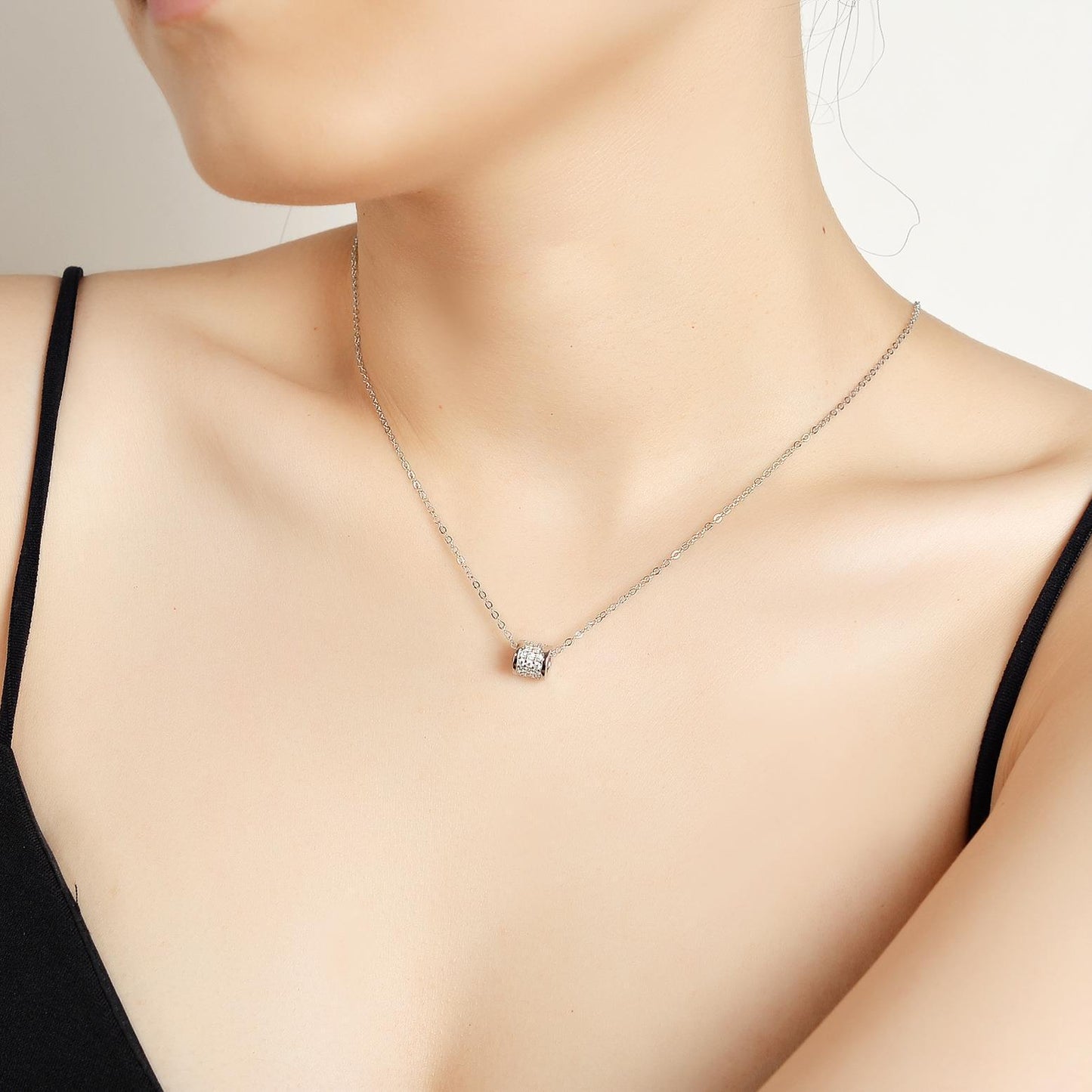Sterling Silver Moissanite Bead Necklace