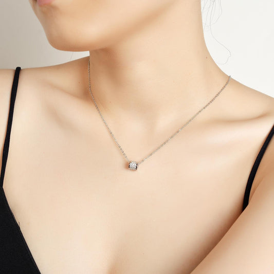 Sterling Silver Moissanite Bead Necklace