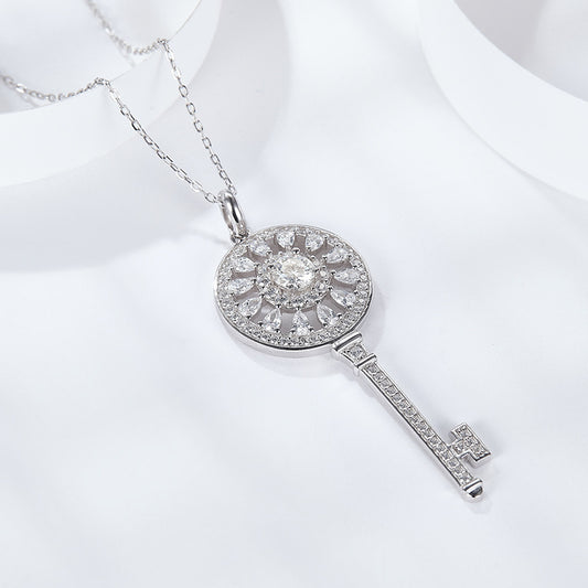 Sterling Silver Snow Flower Key Necklace